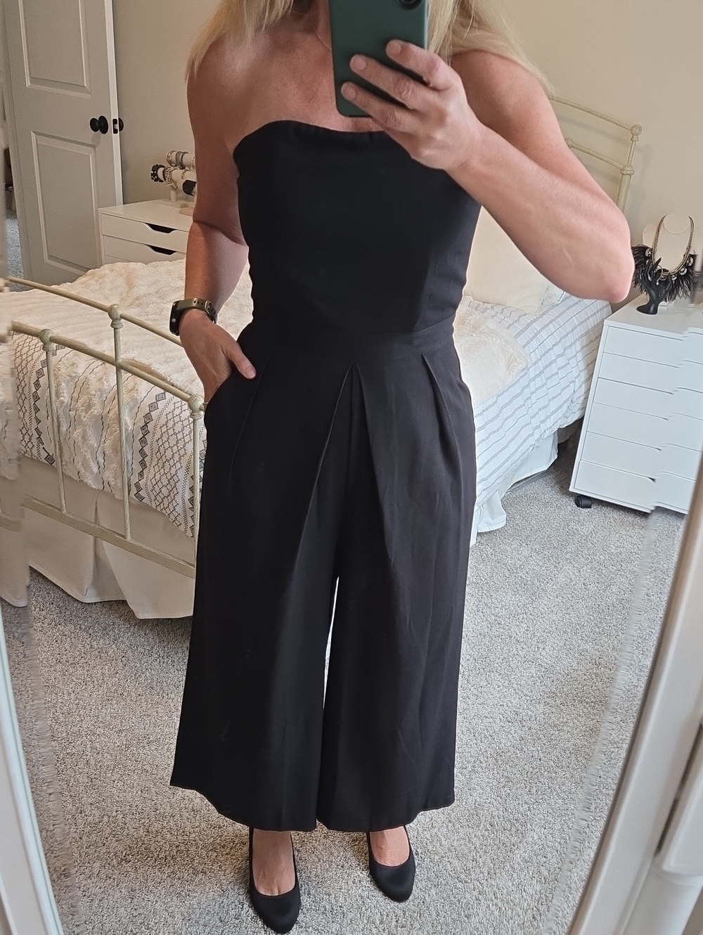 Strapless Black Wide-Leg Jumpsuit